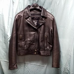 Leather bomber jacket